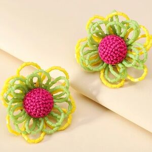 Nakamol Chicago nwt Colorful Beaded Flower Earrings